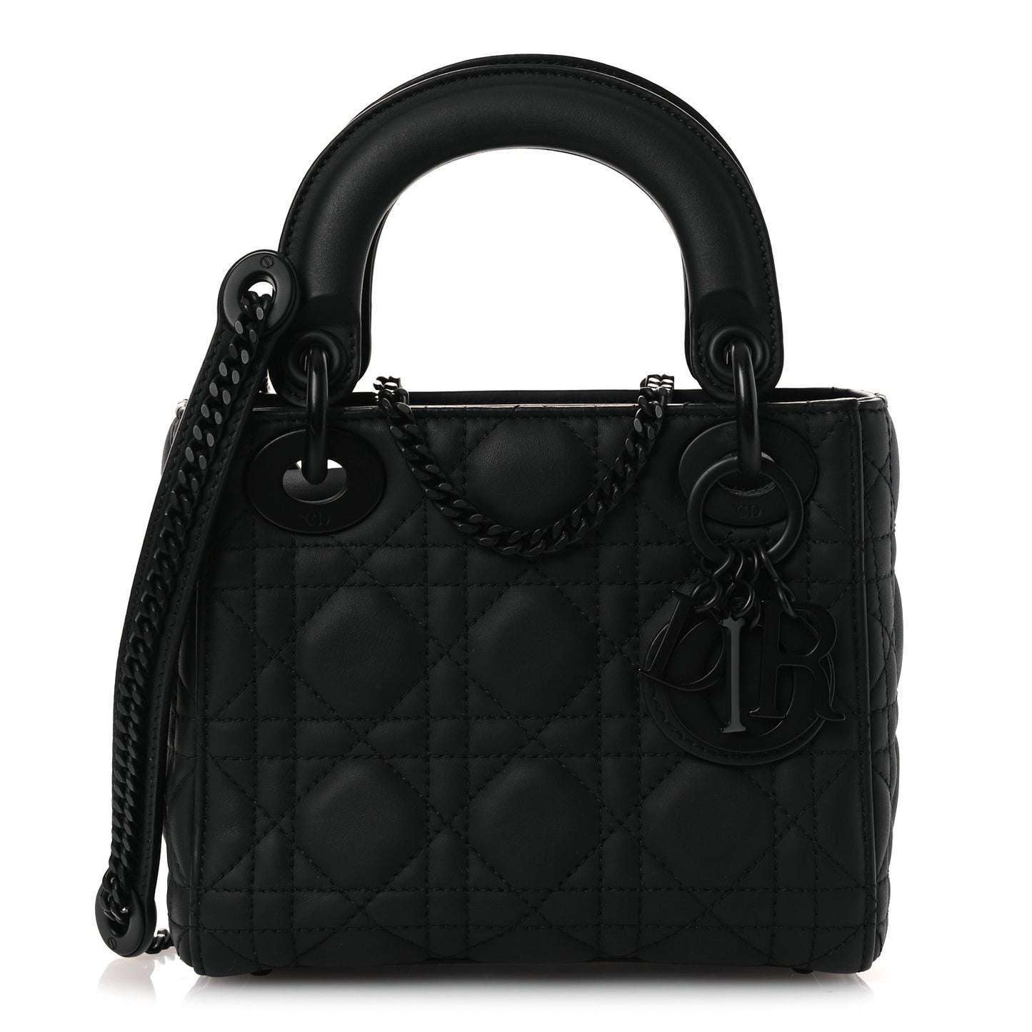 Ultra Matte Calfskin Cannage Mini Lady Dior Black