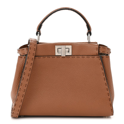 Fendi Cuoio Romano Selleria Bi-Color Mini Peekaboo Iconic Satchel Mou Milk 1 of 12