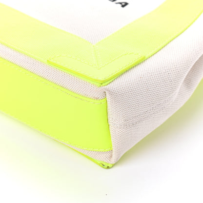 Balenciaga Cotton Canvas Satin Calfskin Navy Cabas XS Natural Fluo Yellow 9 of 9
