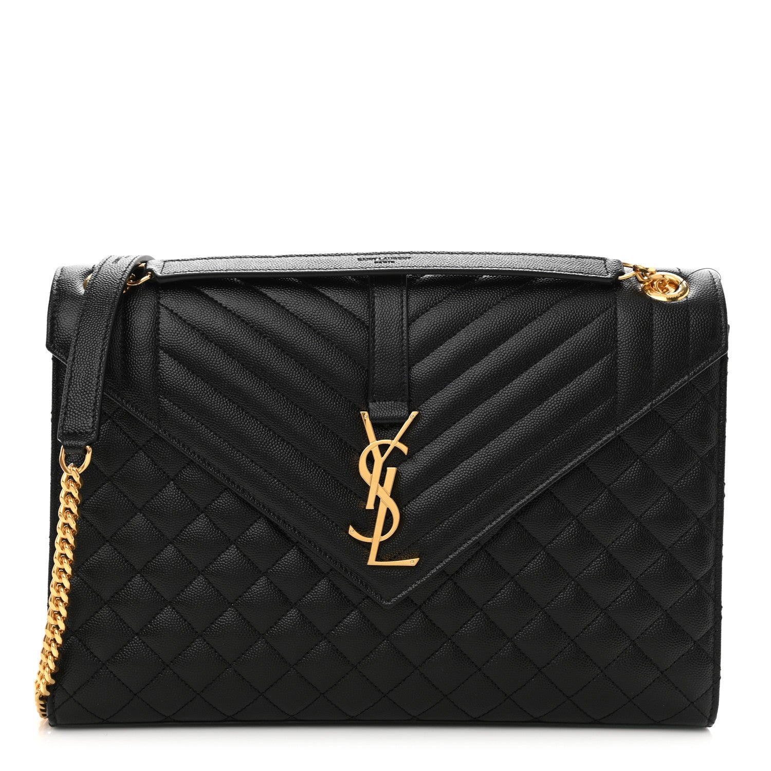 Saint Laurent Grain De Poudre Textured Mixed Matelasse Large Triquilt Monogram Satchel Black 1 of 10