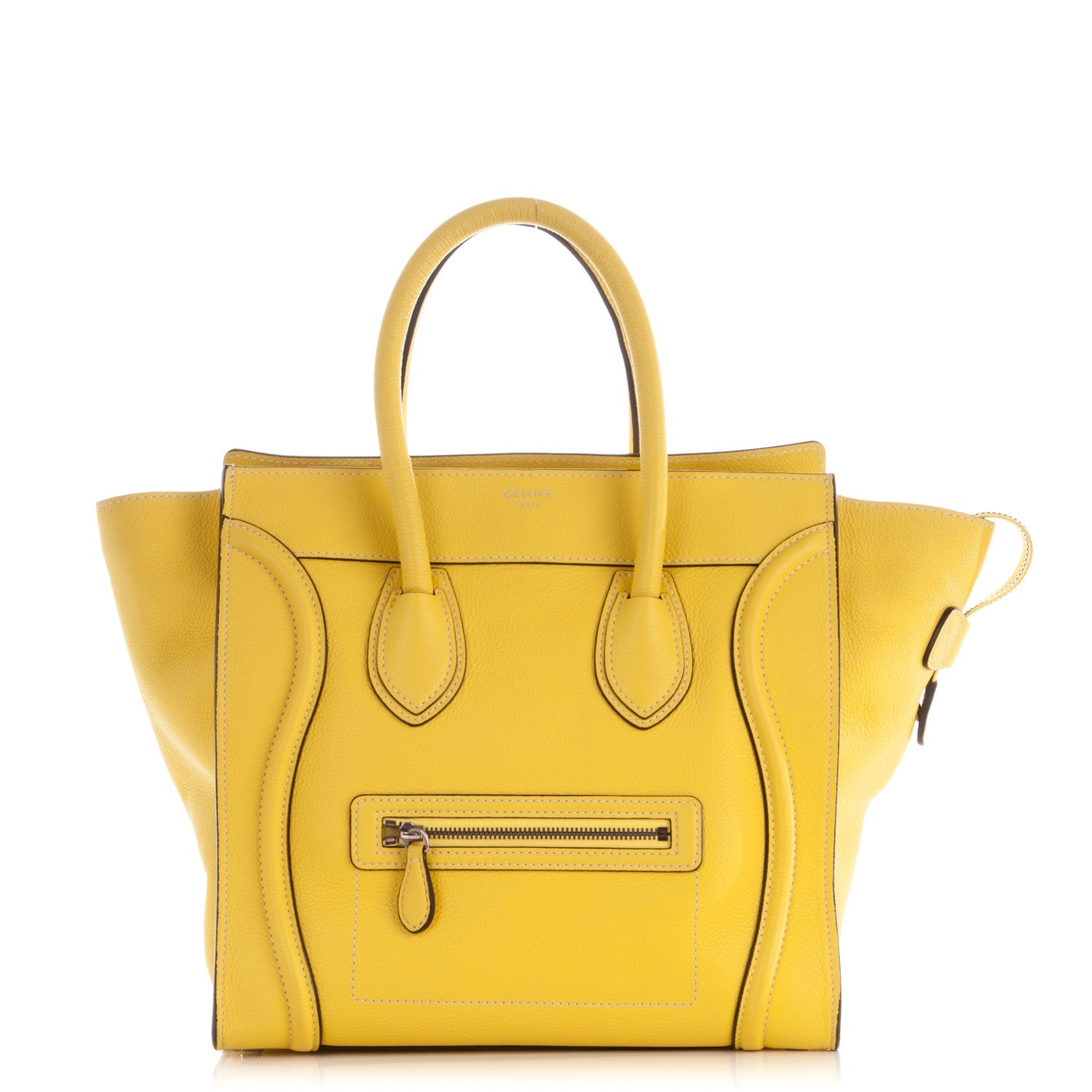 Celine Drummed Calfskin Mini Luggage Citron 1 of 9