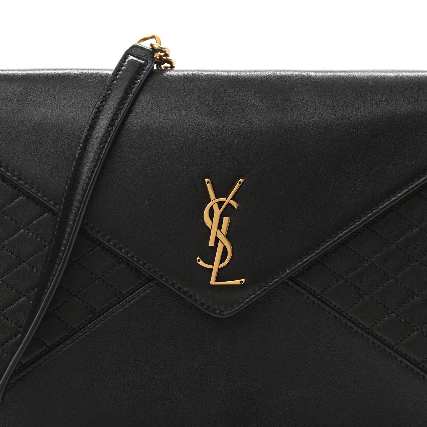 Lambskin Quilted Monogram Gaby Chain Bag Black