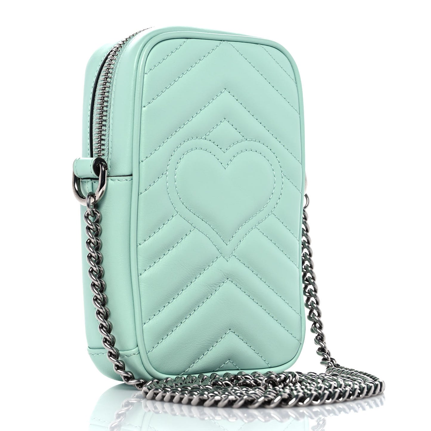 Calfskin Matelasse Mini GG Marmont Crossbody Bag Water Green