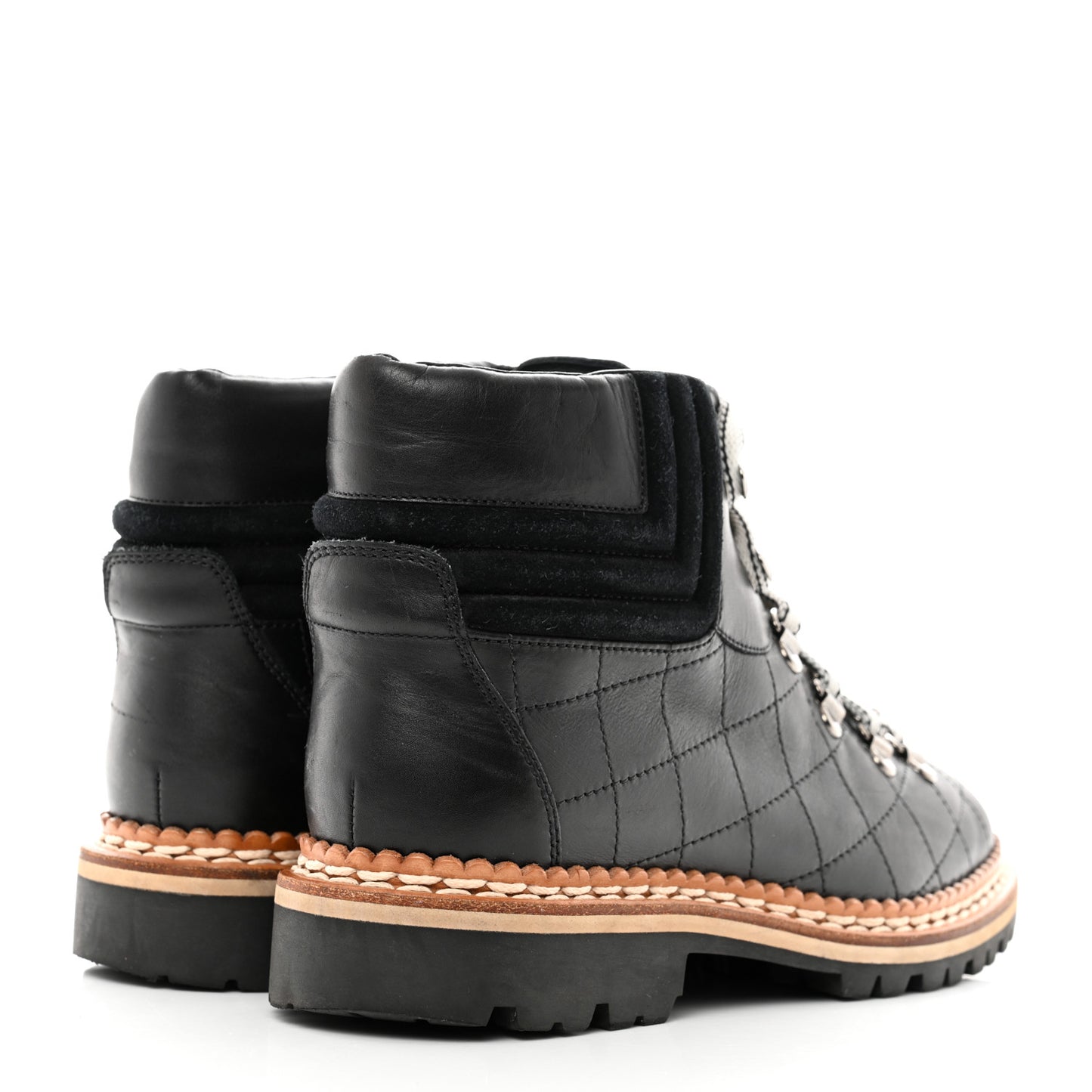 Calfskin Lace Up Combat Boots 38 Black