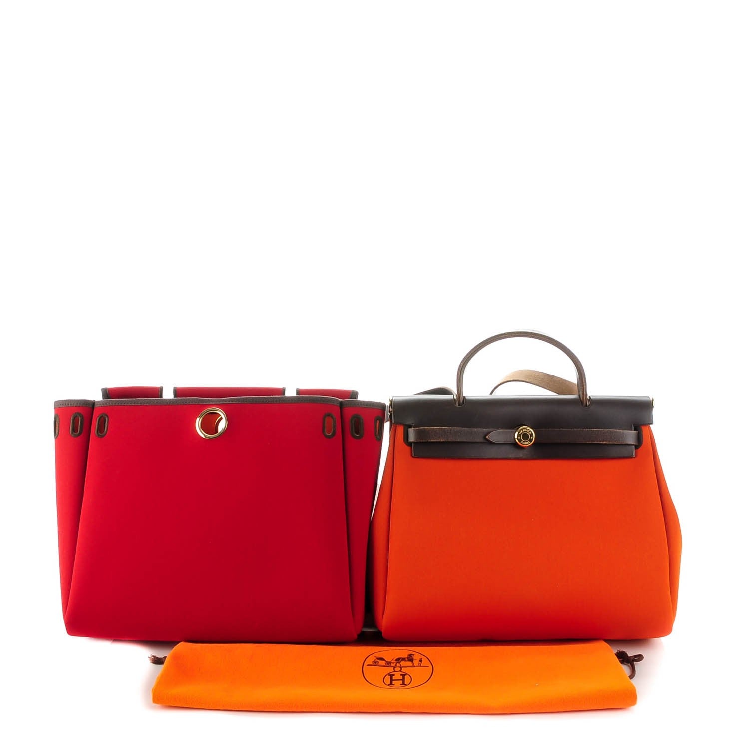 Hermes Toile Herbag PM 30 Orange and Red 5 of 15