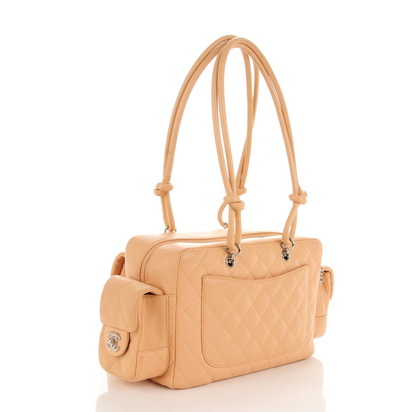 Calfskin Quilted Small Cambon Multipocket Reporter Beige