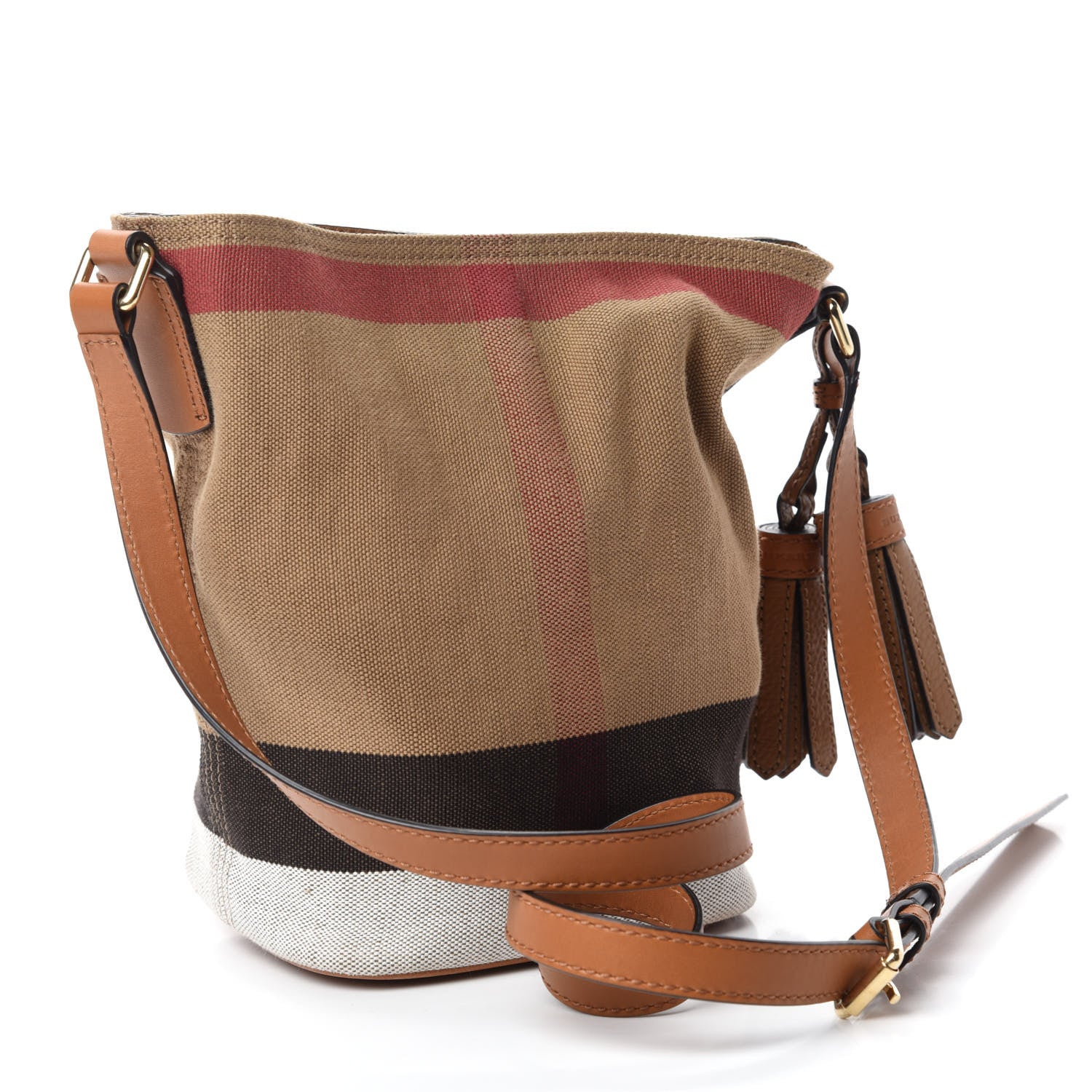 Burberry Canvas Check Mini Ashby Tassel Crossbody Saddle Brown 3 of 11