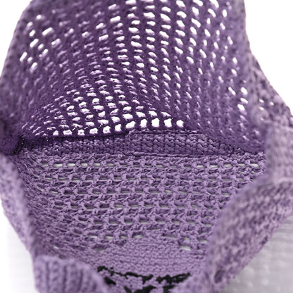 Prada Yarn Raffia Effect Crochet Logo Embroidered Tote Bag Lilium 5 of 10