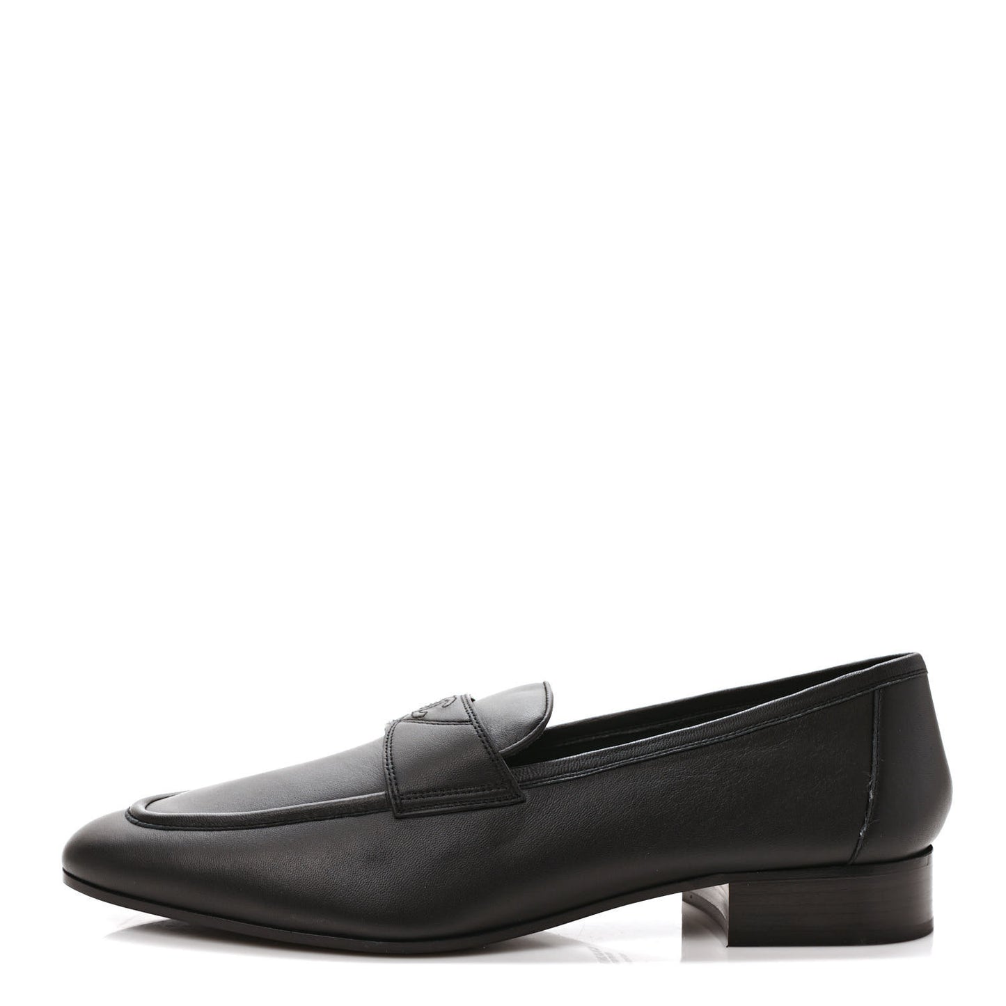 Calfskin Mens Stitched CC Loafers 46 Black