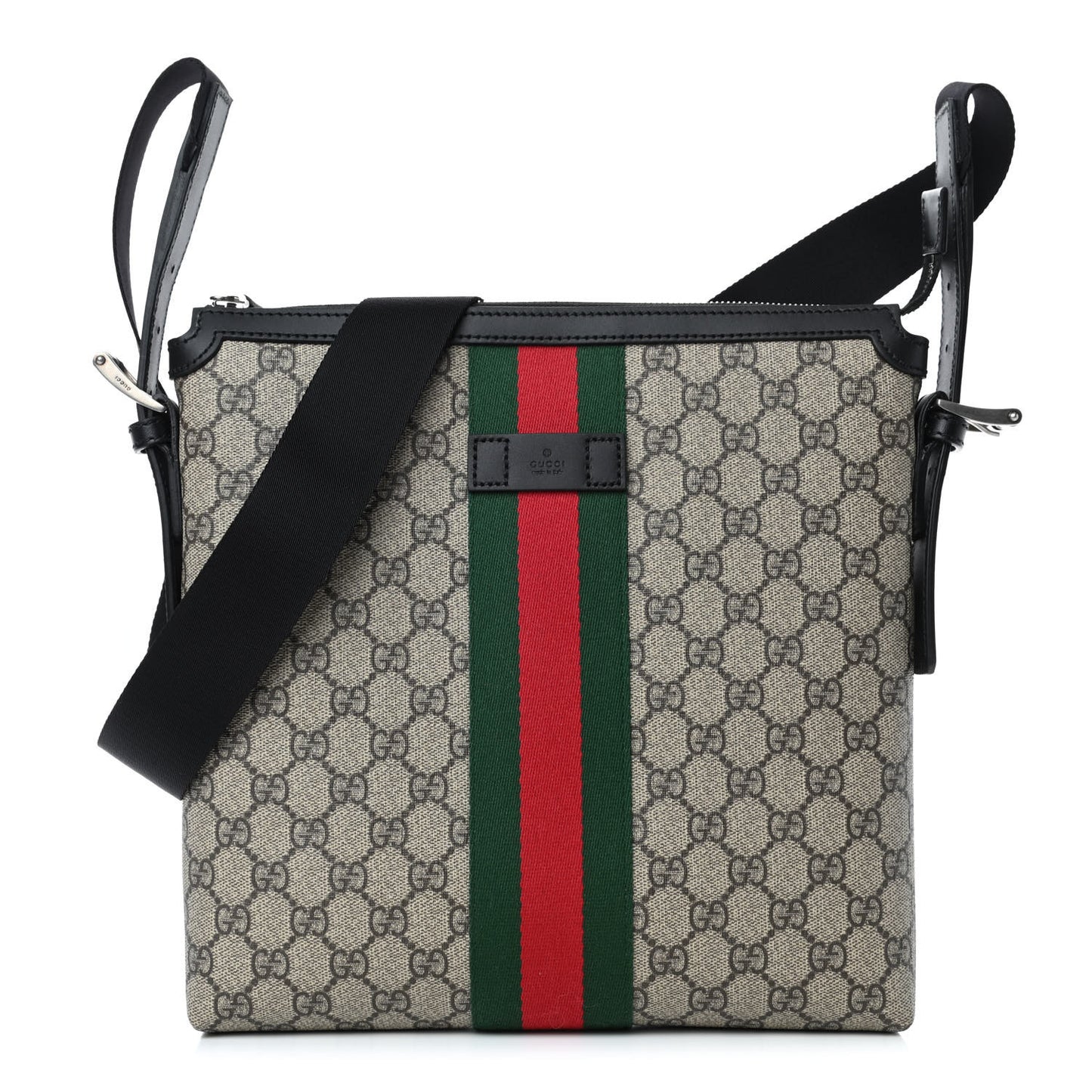 GG Supreme Monogram Web Messenger Bag Black