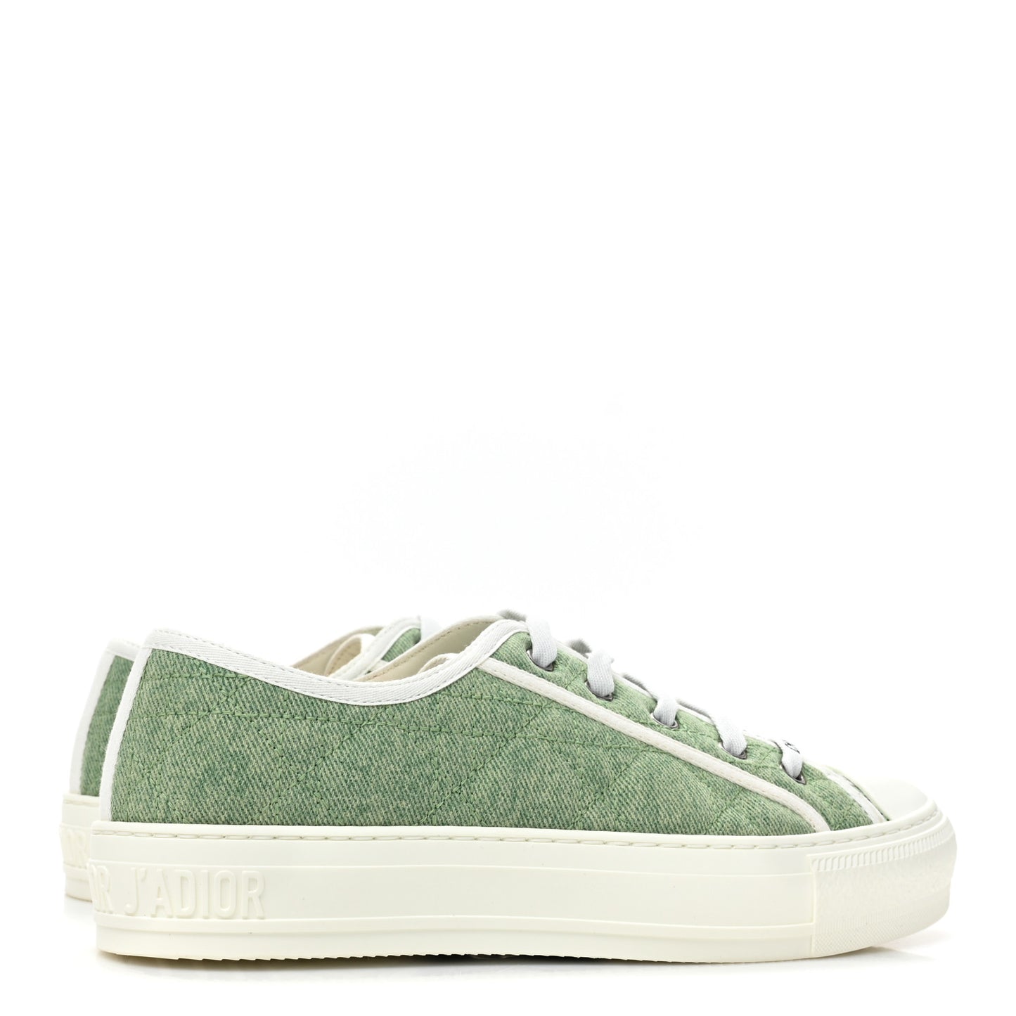 Canvas Cannage Walk 'N' Dior Low Top Sneakers 37.5 Pale Green