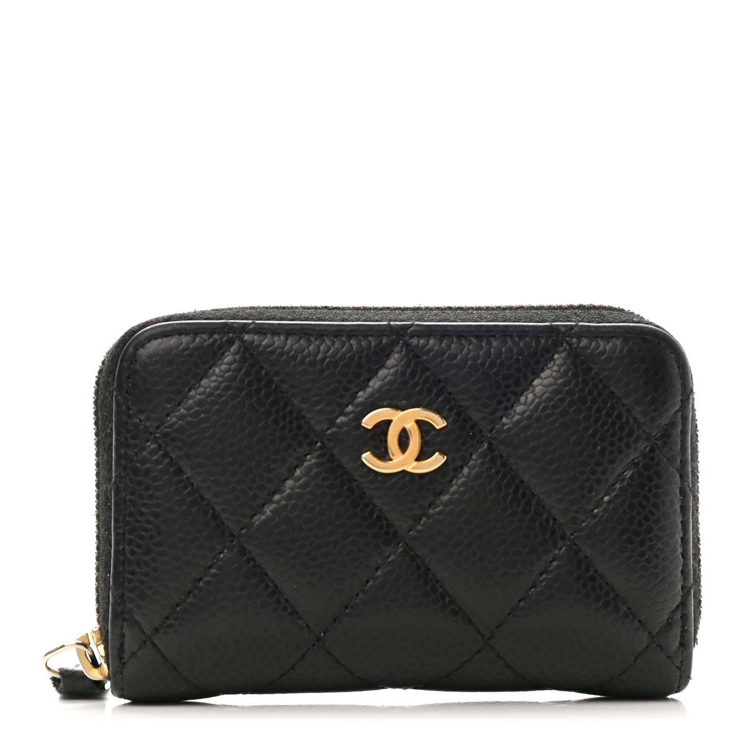 Caviar Quilted Zip Coin Purse Black