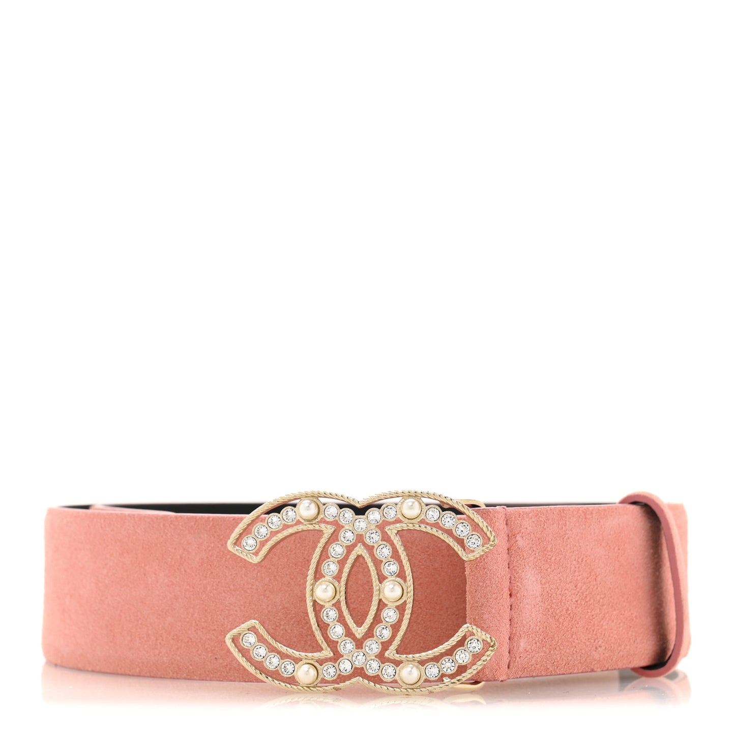 Suede Pearl Crystal CC Belt 70 28 Pink