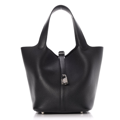 Hermes Taurillon Clemence Picotin Lock 22 MM Black 1 of 8