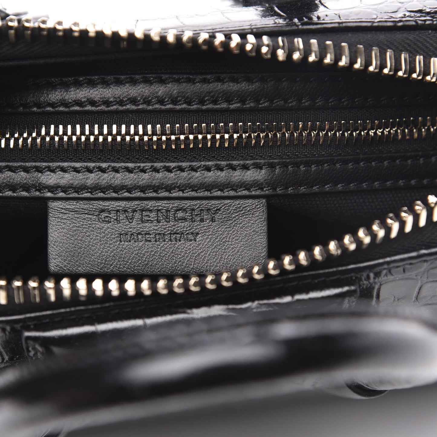Calfskin Crocodile Embossed Mini Antigona Black