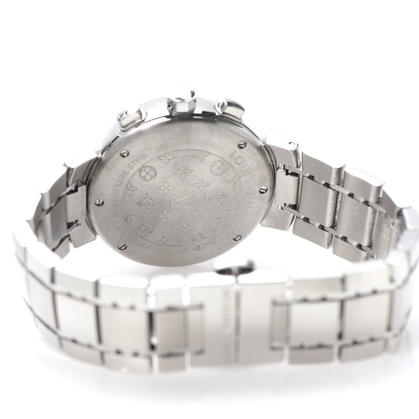 Stainless Steel 34mm Tambour Chronograph Quartz Watch Brown