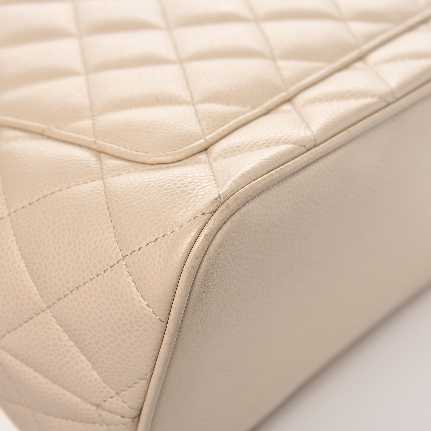 Caviar Quilted Medallion Tote Light Beige