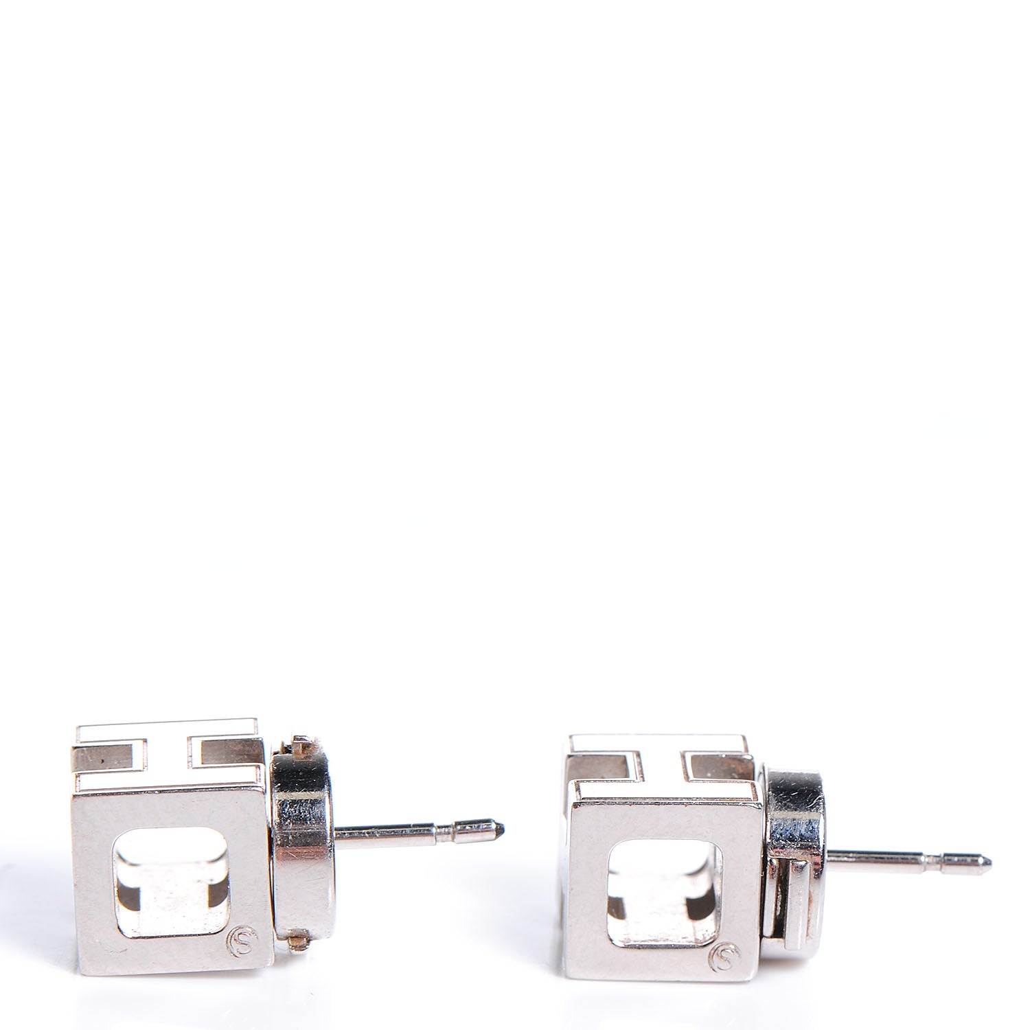 Hermes Palladium Lacquered Cage d'H Earrings Black 4 of 4