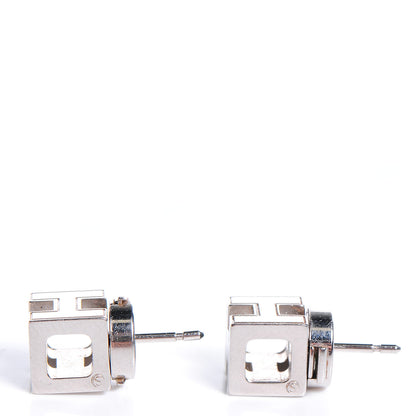 Hermes Palladium Lacquered Cage d'H Earrings Black 4 of 4