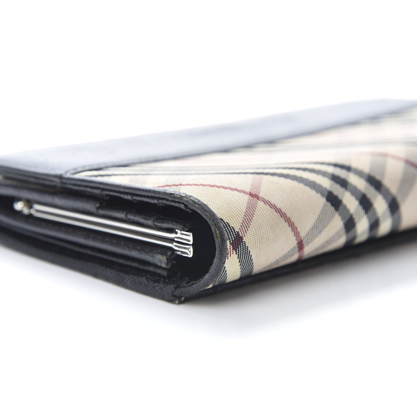 Calfskin House Check Continental Flap Wallet Black