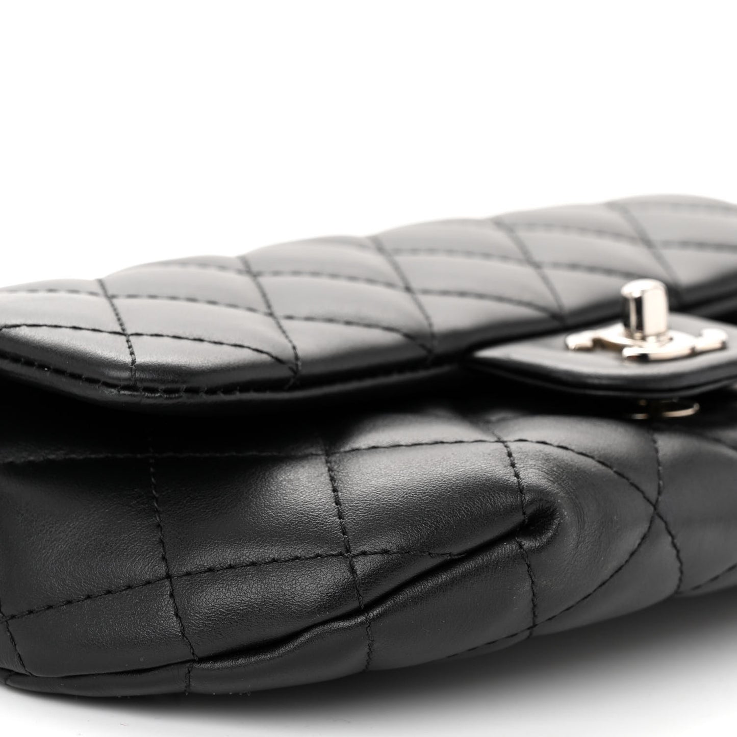 Calfskin Quilted CC Uniform Flap Belt Bag Black