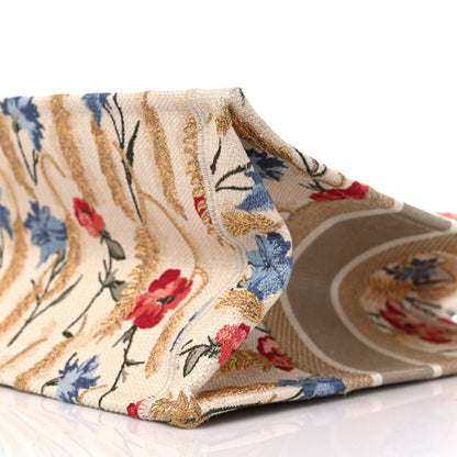 Christian Dior Canvas Embroidered Medium Hibiscus Book Tote Beige Multicolor 9 of 10