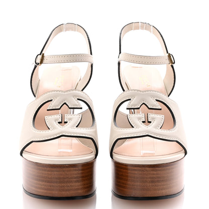 Gucci Cosmos Softy Calfskin Wooden Interlocking G Cut-Out 30/120mm Platform Sandals 39.5 Mystic White 3 of 9