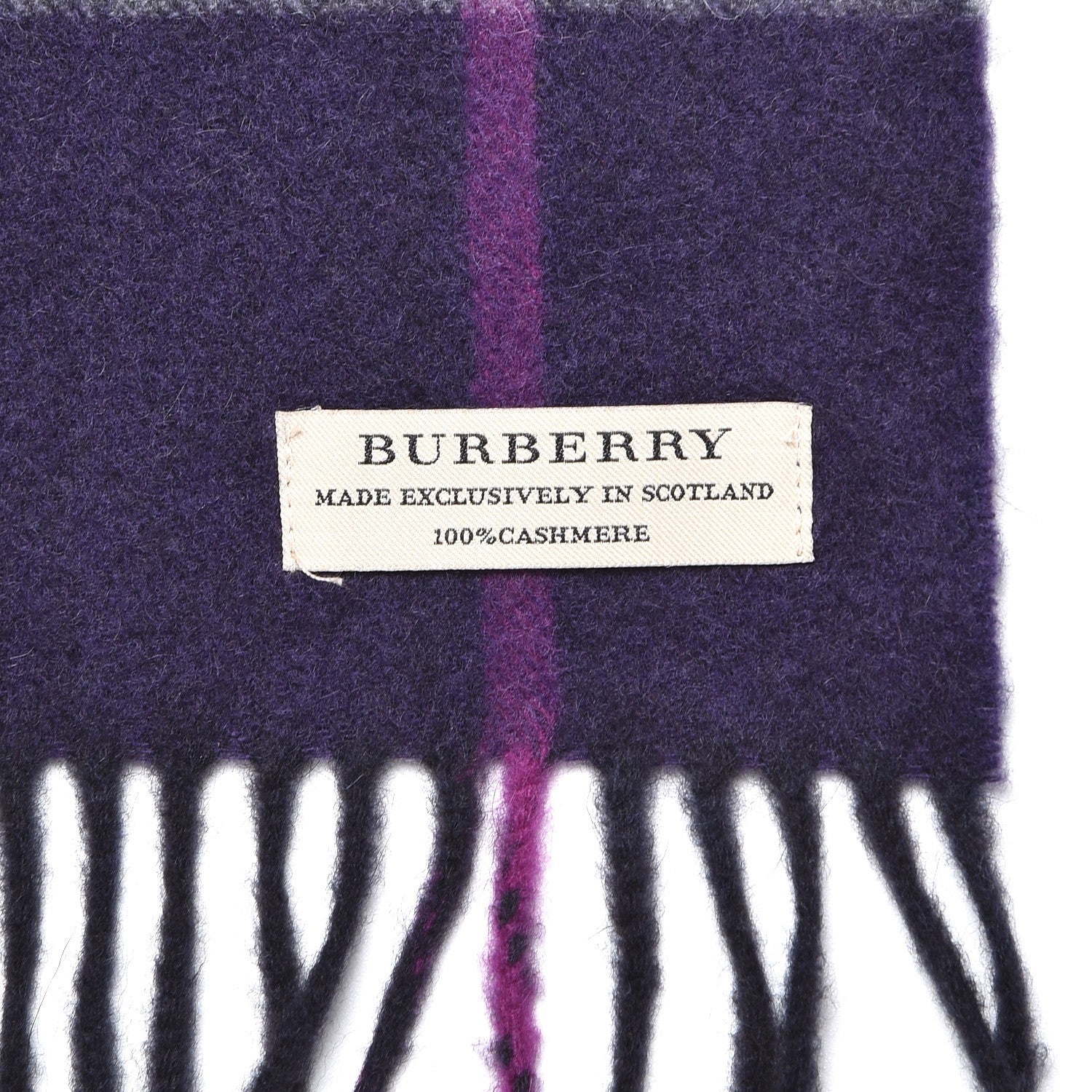Burberry Cashmere Giant Check Fringe Scarf Purple 4 of 6