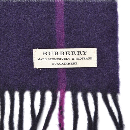 Burberry Cashmere Giant Check Fringe Scarf Purple 4 of 6