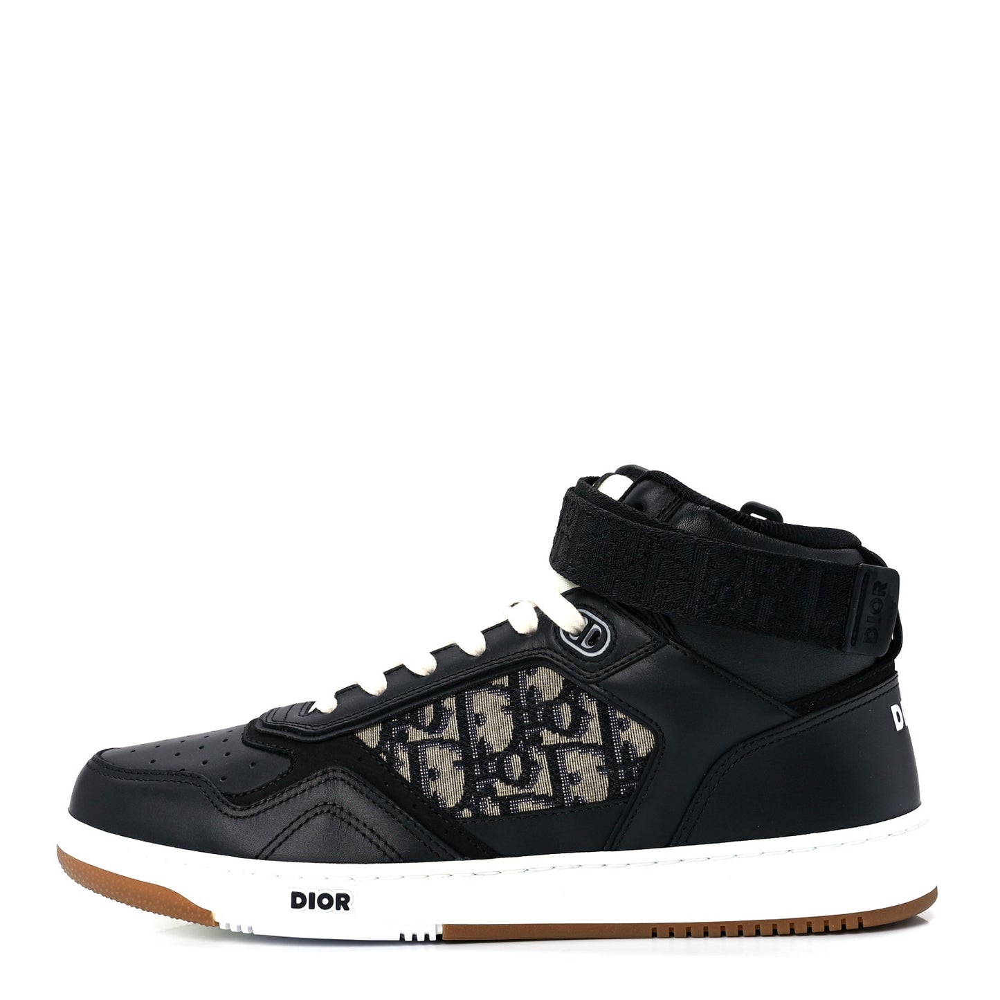 Smooth Calfskin Jacquard Oblique Mens B27 Mid Top Sneakers 42 Black Blue