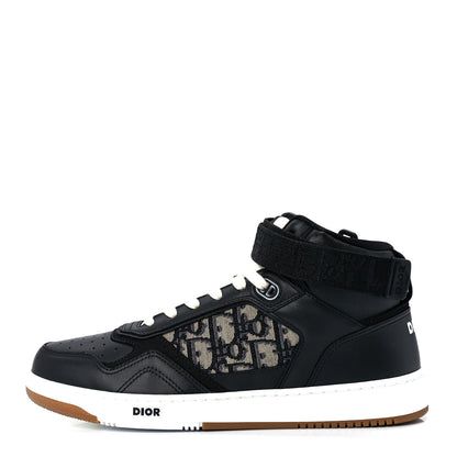 Christian Dior Smooth Calfskin Jacquard Oblique Mens B27 Mid Top Sneakers 42 Black Blue 1 of 9