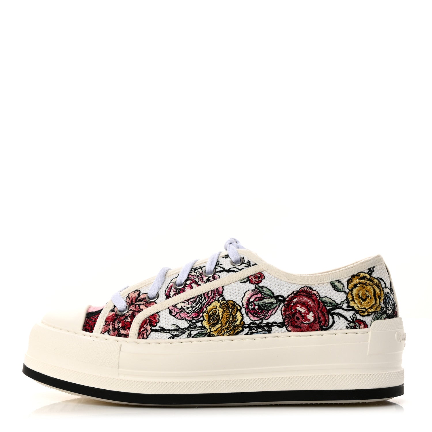 Christian Dior Canvas Jardin Botanique Embroidered Womens Walk'N'Dior Low Top Sneakers 36.5 White Multicolor 1 of 9