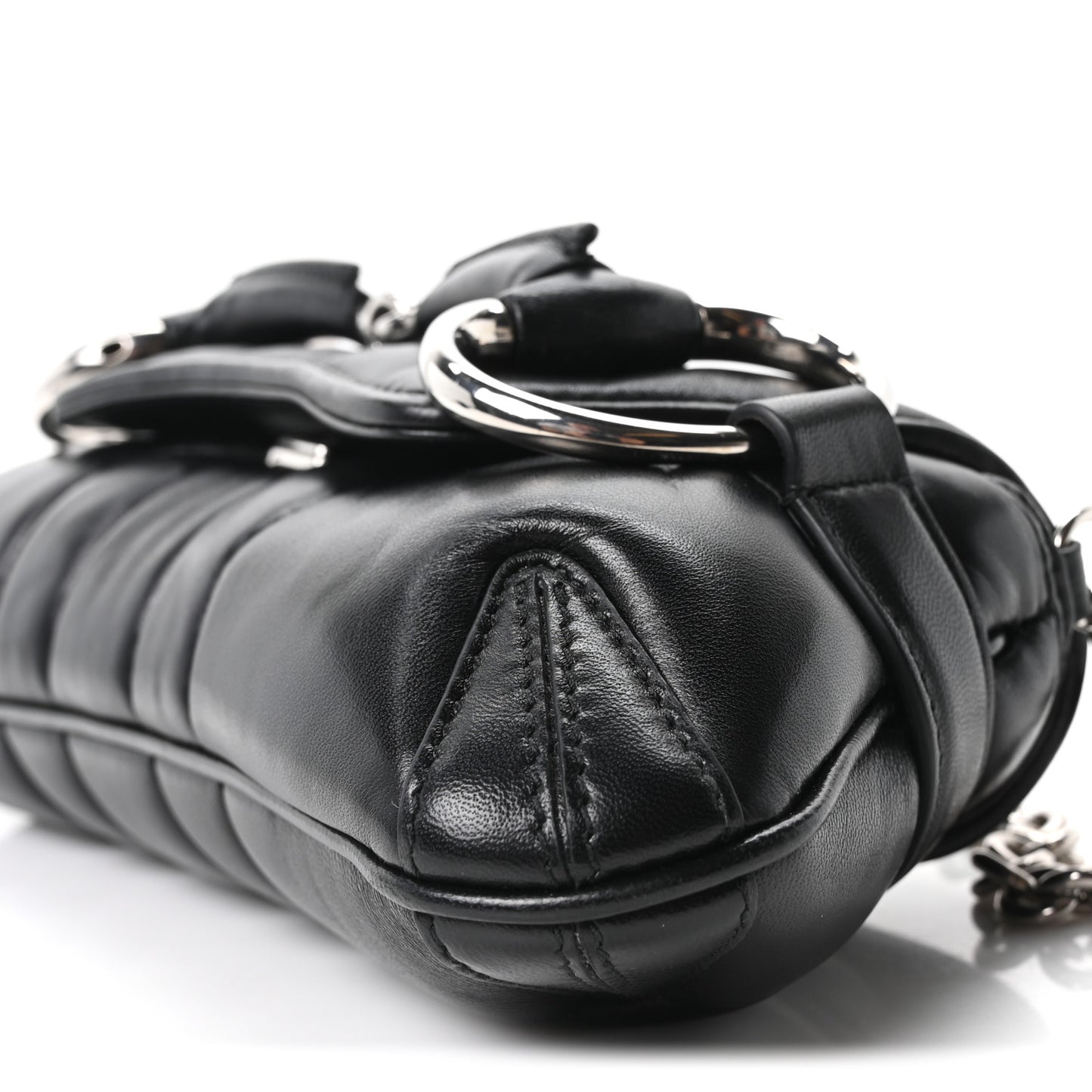 Nappa Vertical Matelasse Small Maxi Horsebit Chain Shoulder Bag Black