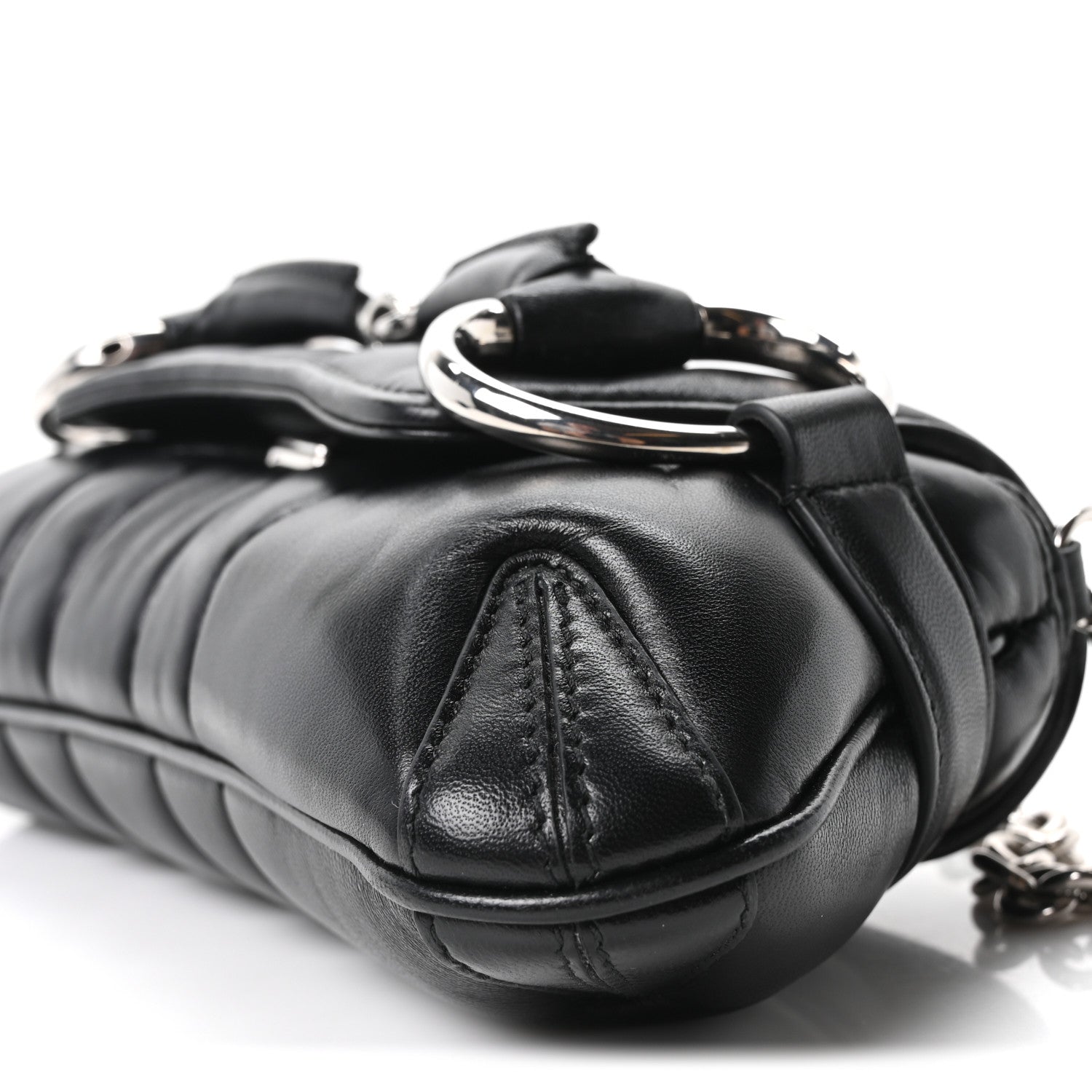 Gucci Nappa Vertical Matelasse Small Maxi Horsebit Chain Shoulder Bag Black 10 of 10
