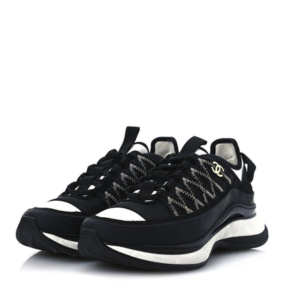 Chanel Mixed Fibers Suede Calfskin CC Sneakers 39 White Black 4 of 11