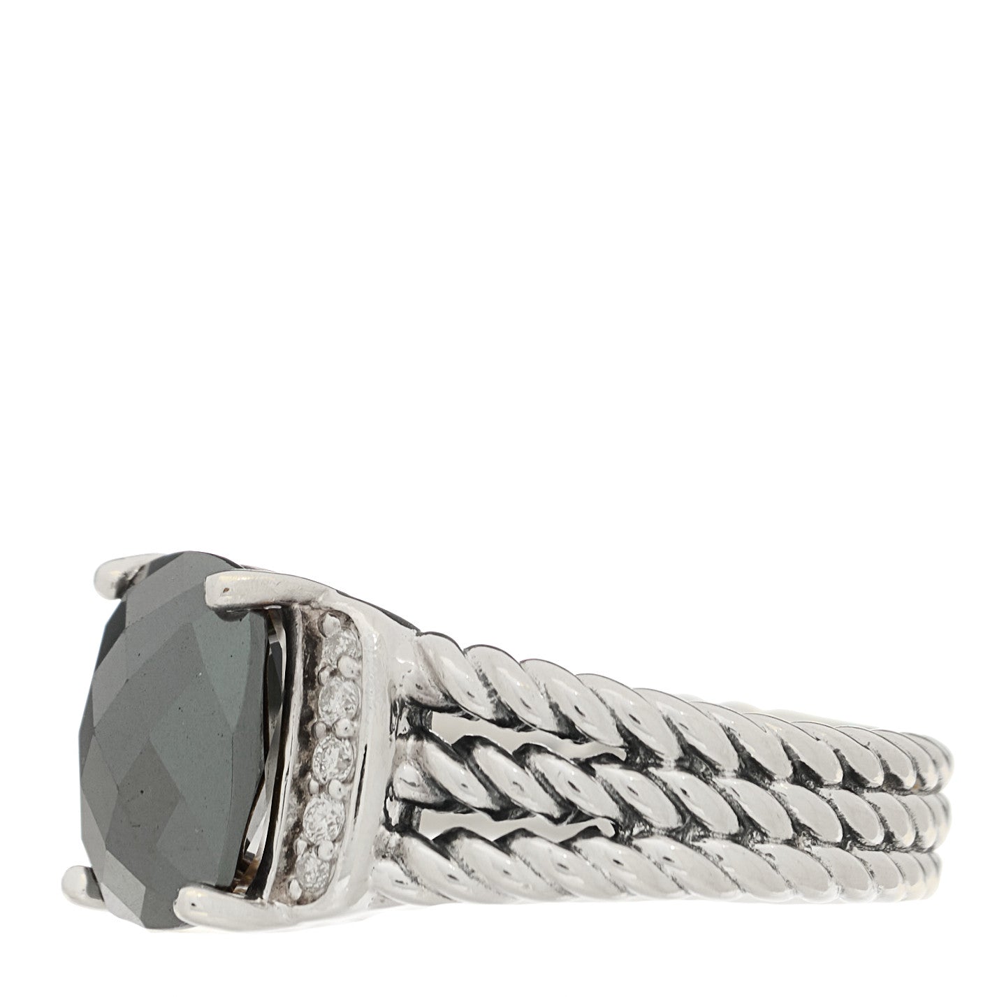 Sterling Silver Diamond Hematite 10mm Petite Wheaton Ring 51 5.75