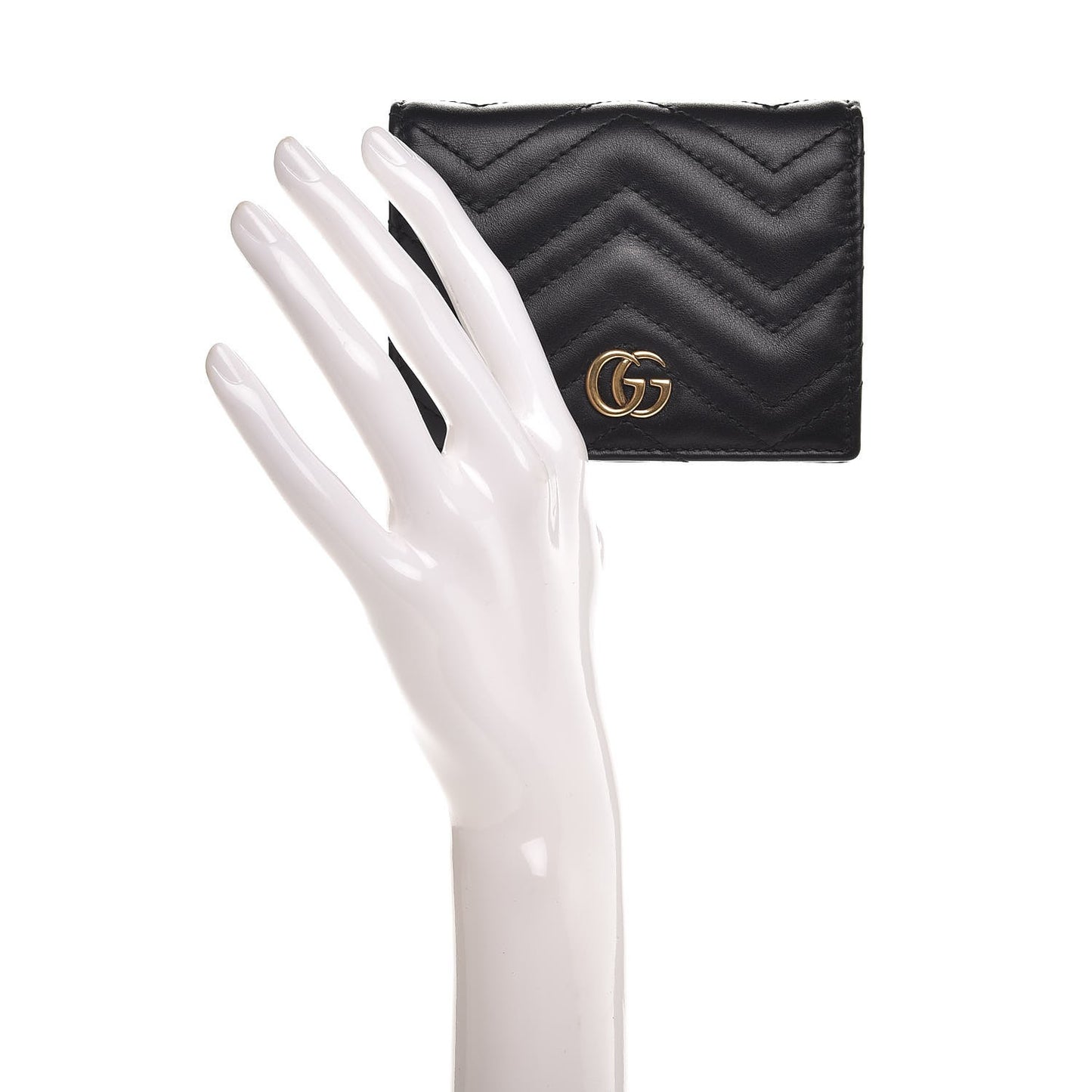 Calfskin Matelasse GG Marmont Card Case Wallet Black