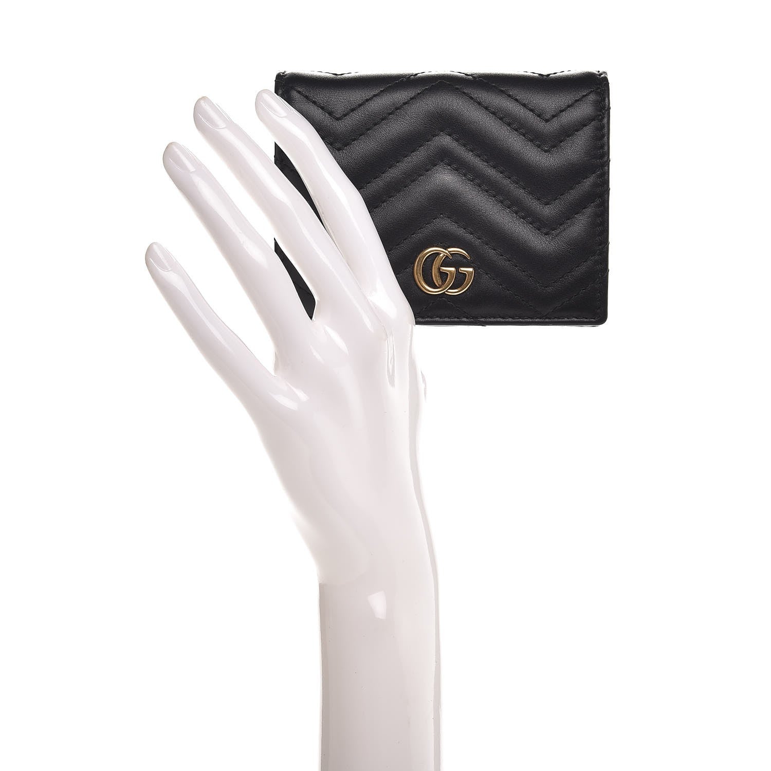 Gucci Calfskin Matelasse GG Marmont Card Case Wallet Black 2 of 7