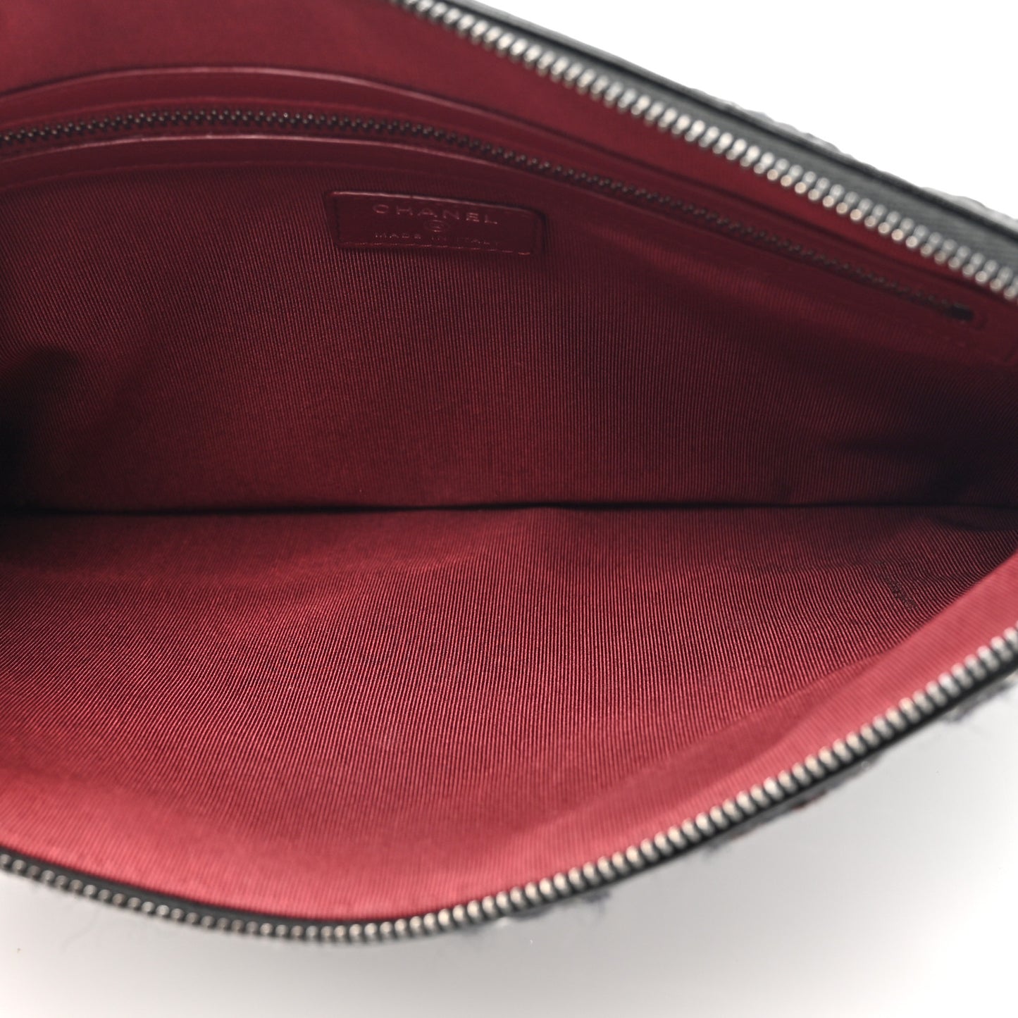 Tweed Calfskin Quilted Medium Cosmetic Pouch Black White