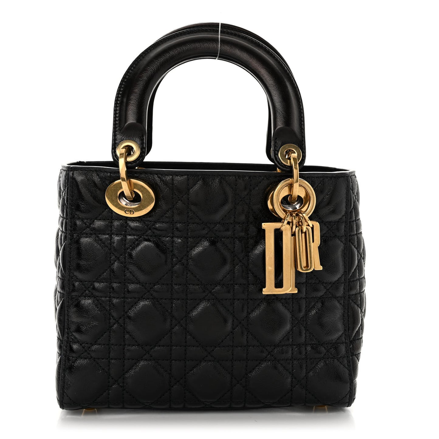 Crinkled Patent Cannage Small Lucky Badges My Lady Dior Black