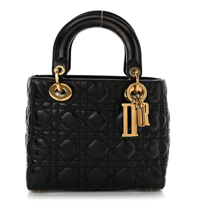Christian Dior Crinkled Patent Cannage Small Lucky Badges My Lady Dior Black 1 of 9