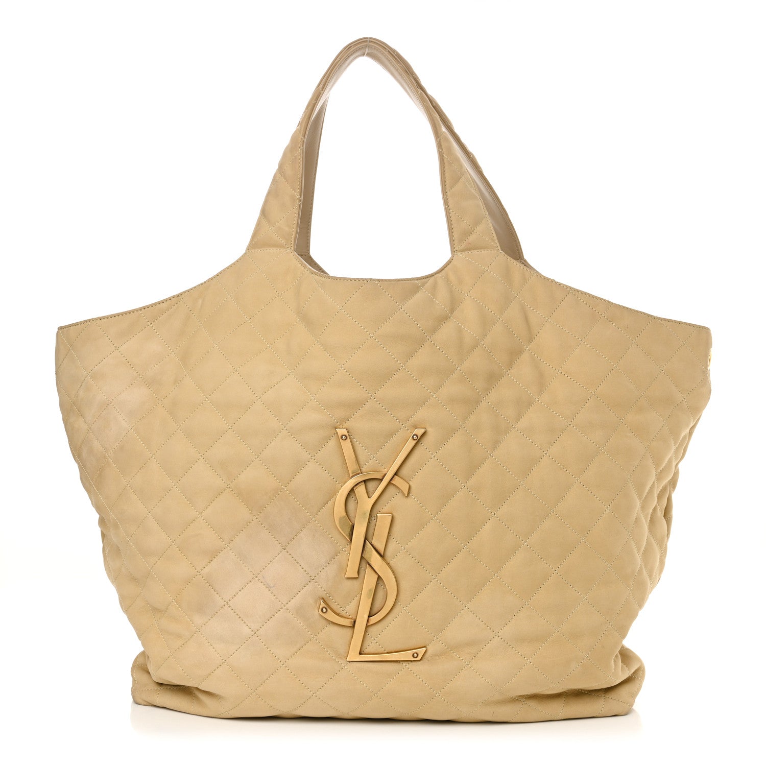 Saint Laurent Nubuck Suede Quilted Maxi Icare Shopping Tote Safari Beige 1 of 12