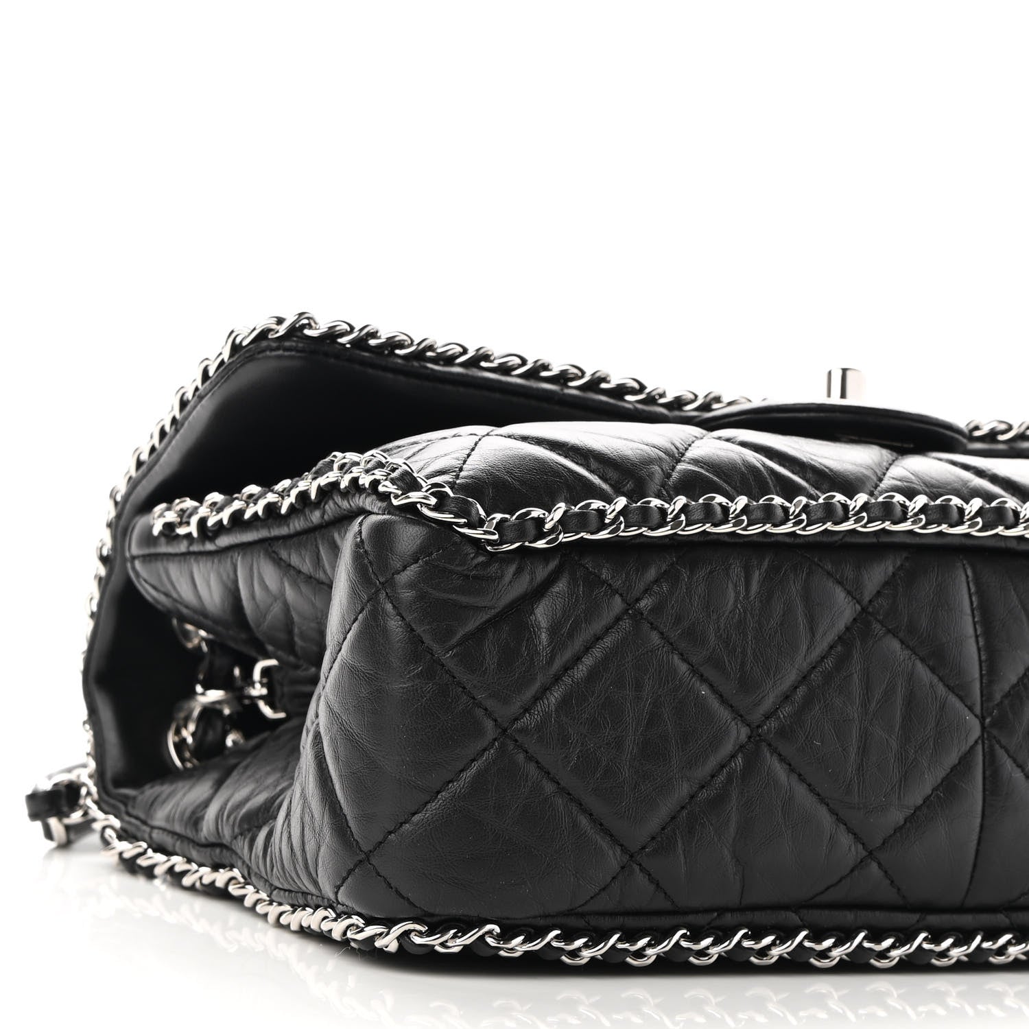 Chanel Crumpled Calfskin Medium Chain All Over Flap Black 9 of 10