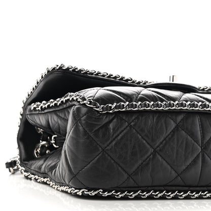 Chanel Crumpled Calfskin Medium Chain All Over Flap Black 9 of 10