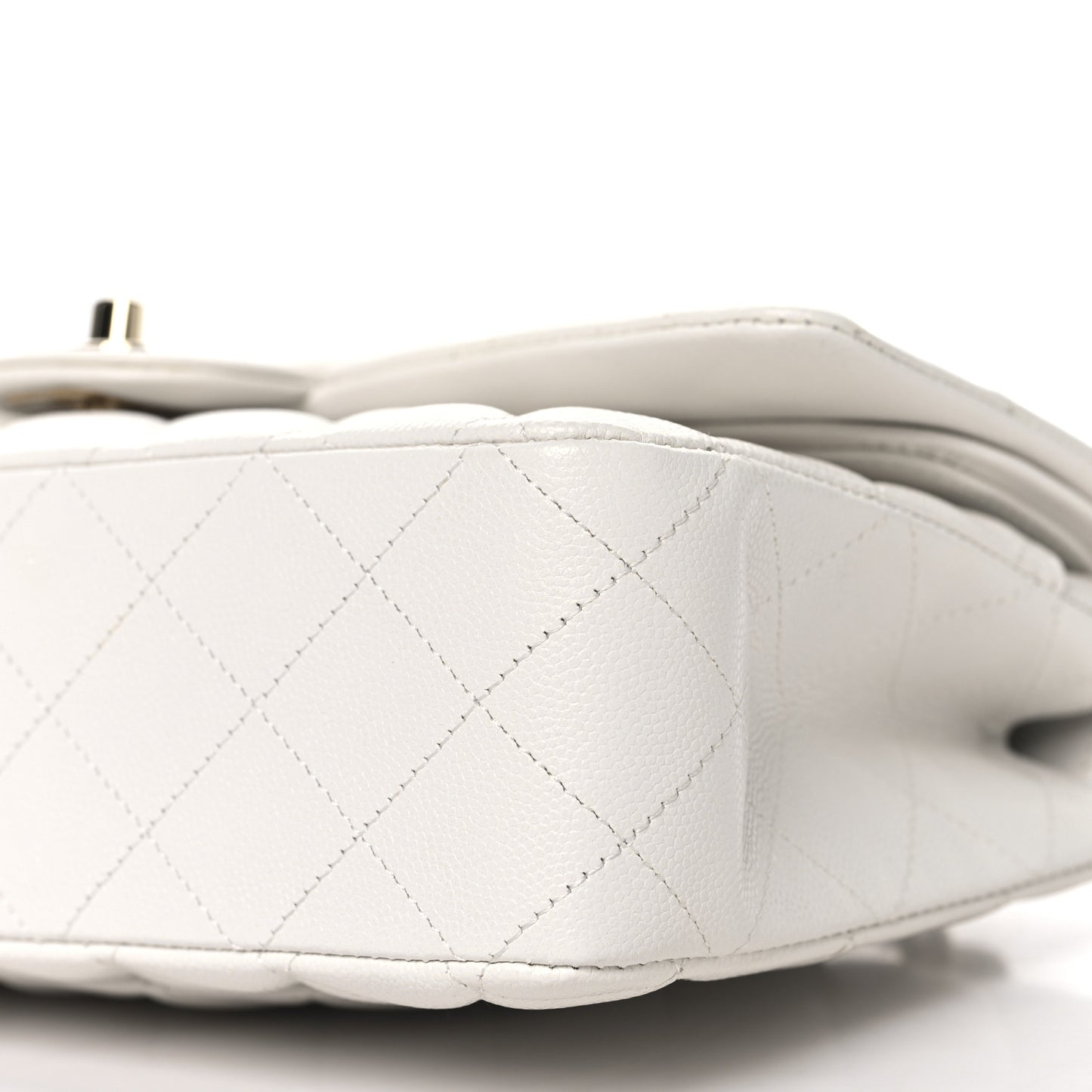 Caviar Quilted Medium Double Flap White