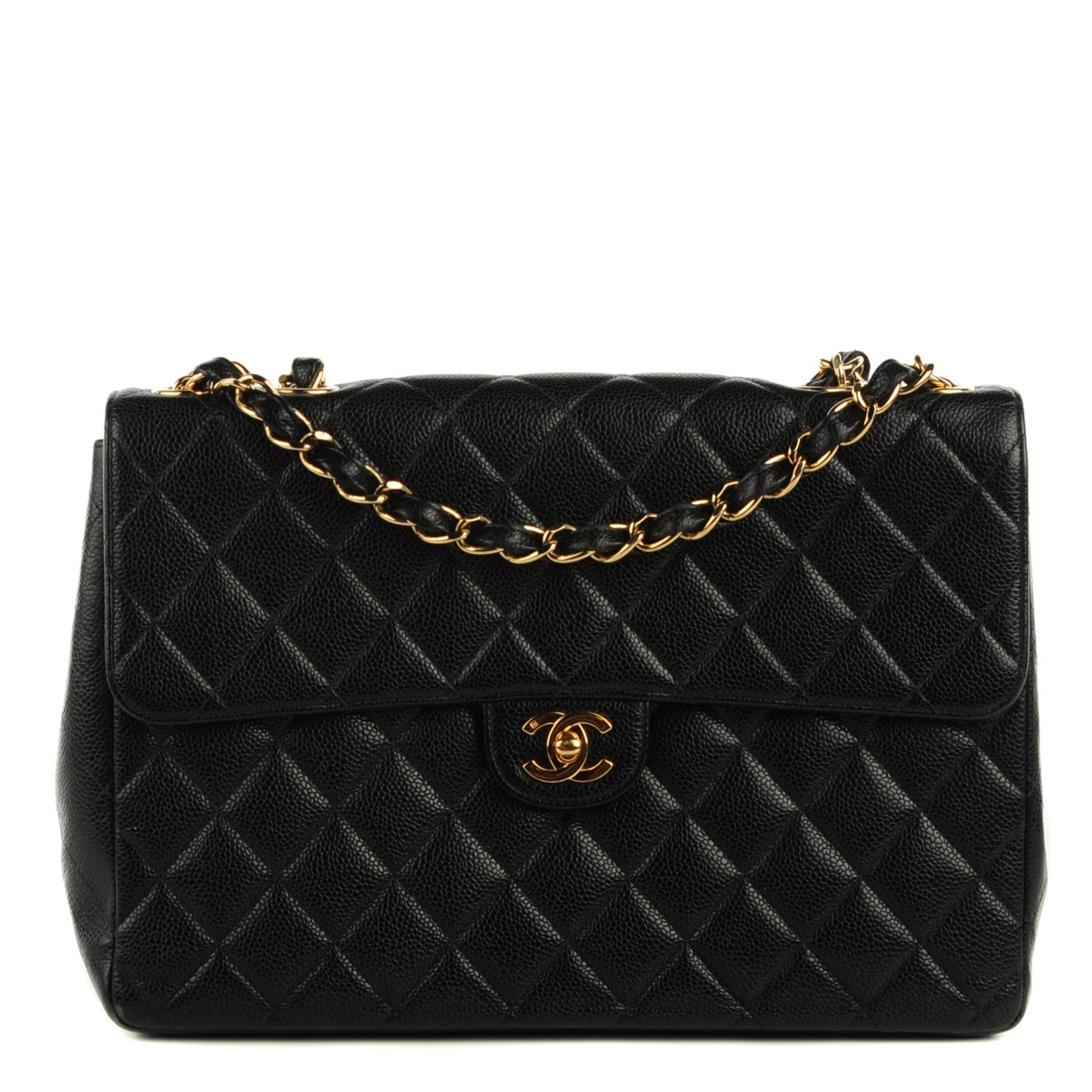 Caviar Quilted Jumbo Single Flap Black
