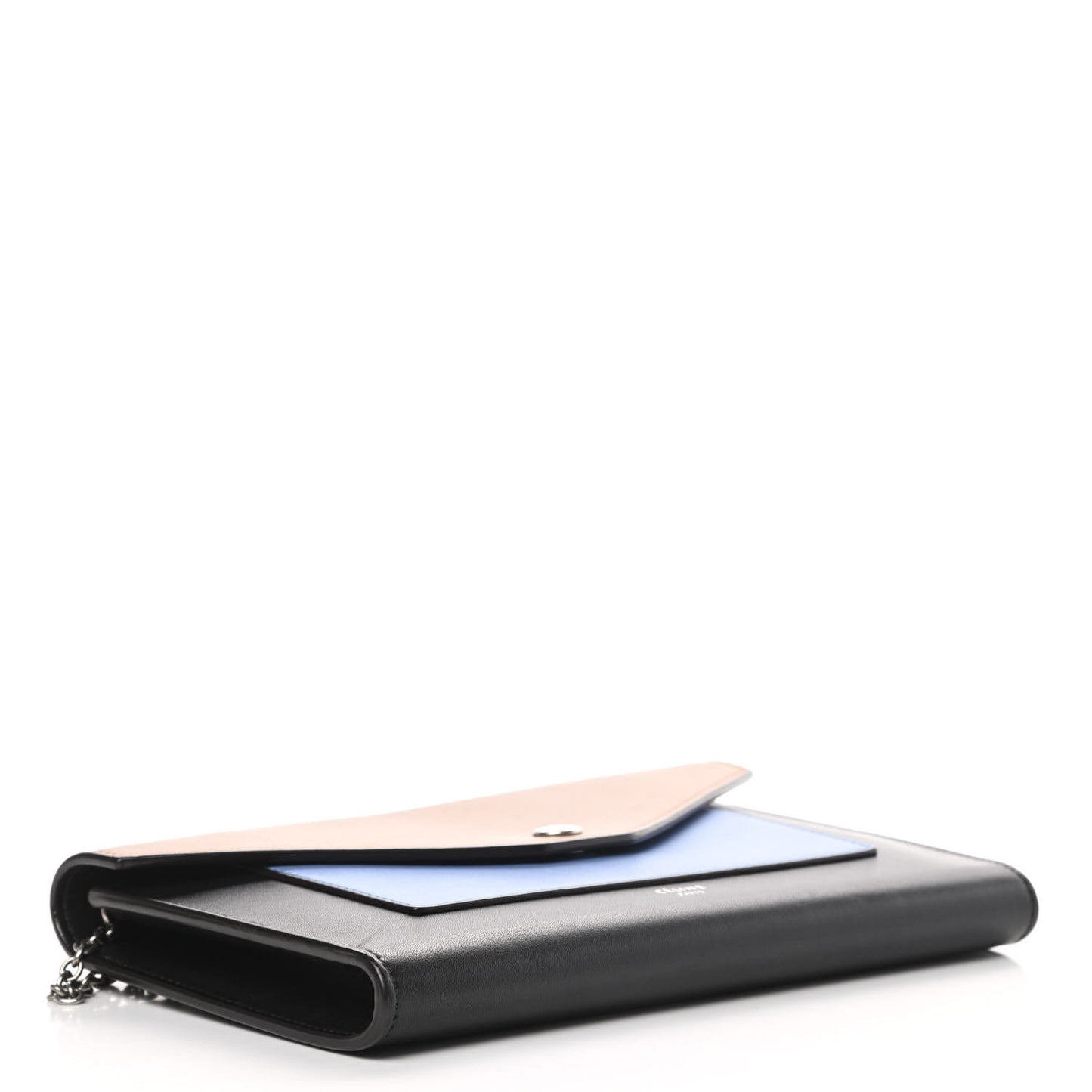 Shiny Calfskin Clutch on a Chain Multicolor