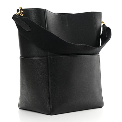 Celine Soft Grained Calfskin Sangle Bucket Bag Black 3 of 13