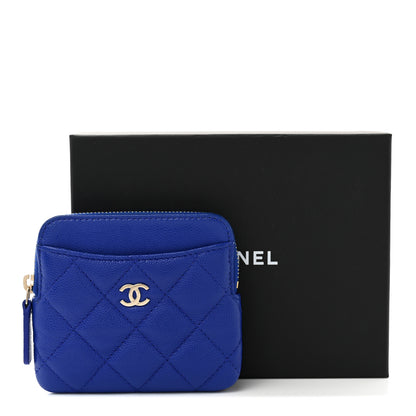 Chanel Caviar Quilted Zip Card Holder Wallet Blue 8 of 8