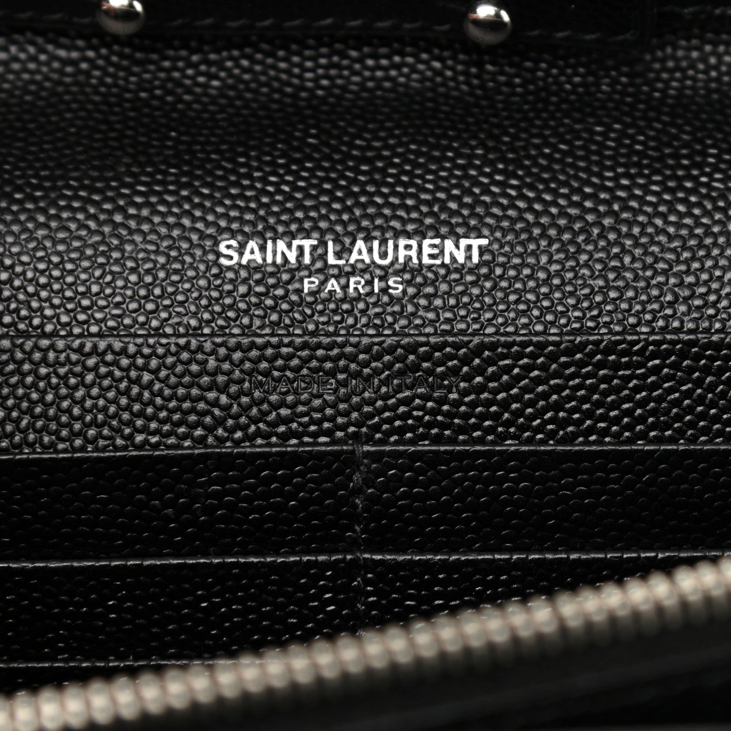 Saint Laurent Grain De Poudre Matelasse Chevron Monogram Chain Wallet Black 6 of 9